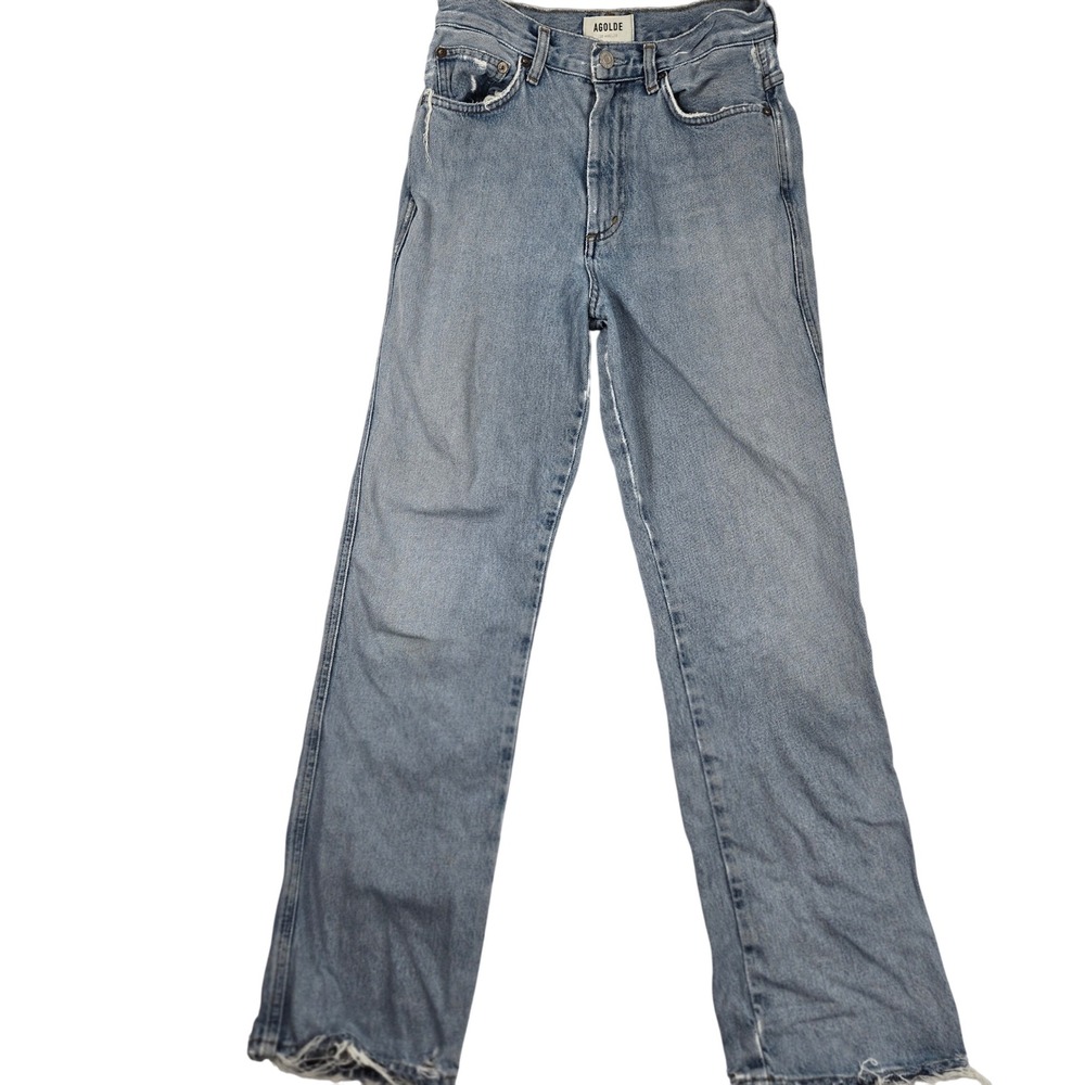 AGOLDE High Rise Loose Fit Jeans Distressed Denim Light Wash Women's 26x28 Y2K‎